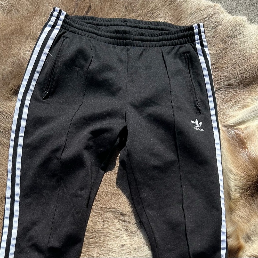 Adidas Kids Black Joggers with White Stripes